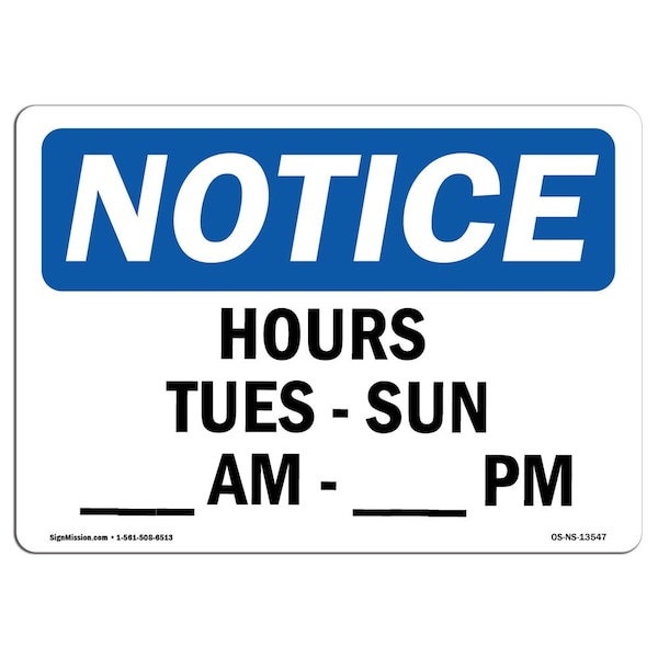 Safety Sign, OSHA Notice, 3.5" Height, Pm Sign, Landscape, 35-L-13547-10PK